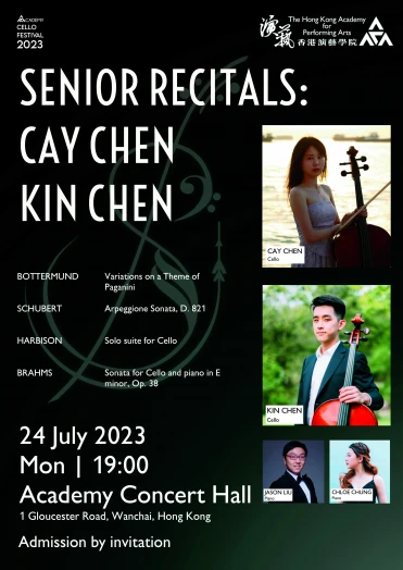圖片 Academy Cello Festival 2023: Senior Recitals: Cay Chen and Kin Chen