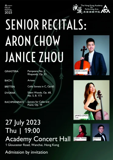 圖片 Academy Cello Festival 2023: Senior Recitals: Aron Chow and Janice Zhou