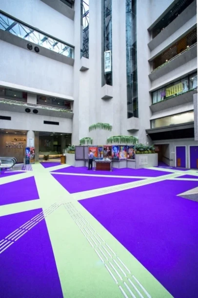 The Atrium is a warm, welcoming space lit by natural light through its large glass ceiling. Serving as the main foyer for the performing venues, the Atrium's 570 square metres of exhibition space on two levels are ideal for exhibitions of two- and three-dimensional art, crafts and trade product launch.