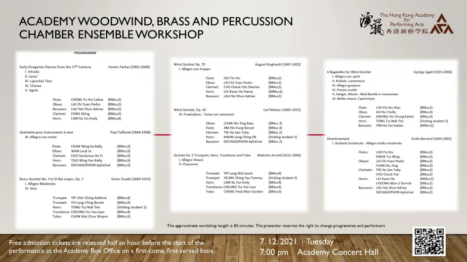 Academy Woodwind, Brass and Percussion Chamber Ensemble Workshop 