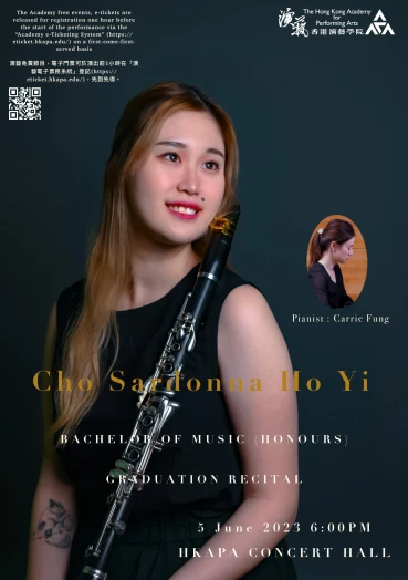 Thumbnail Academy Bachelor of Music (Honours) Degree Graduation Recital: Cho Ho-yi Sardonna (Clarinet)